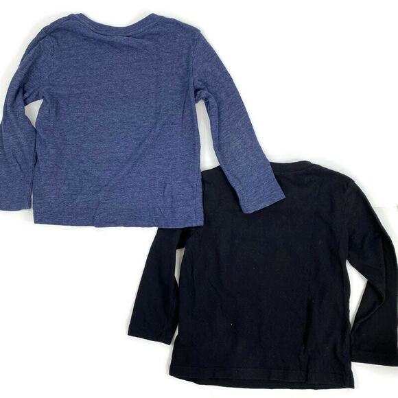 Old Navy Graphic T Shirts Set of 2 Long Sleeve Toddler Sz XS Blue Black Crewneck - Picture 2 of 7